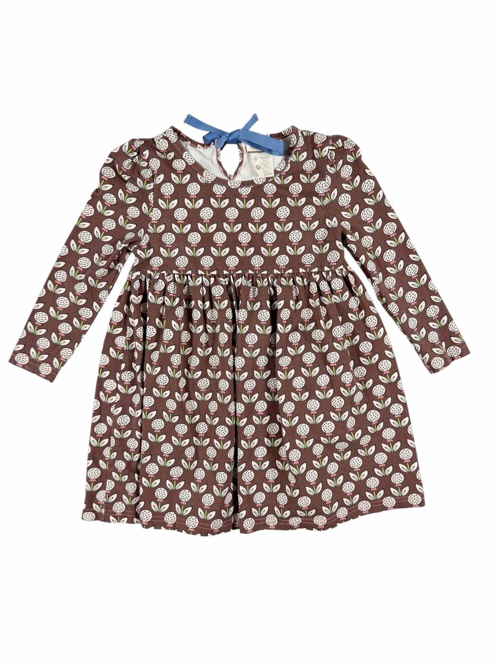 Matilda Jane Perfect Day Lap Dress Girls Size 4 Brown Floral Long Sleeve